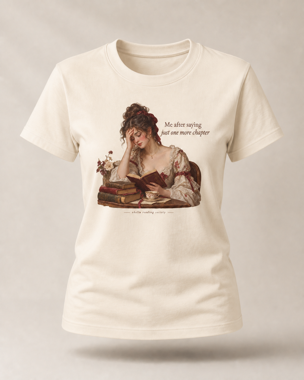 OBELLU Just One More Chapter Classic T-Shirt – Natural Raw 3D product view