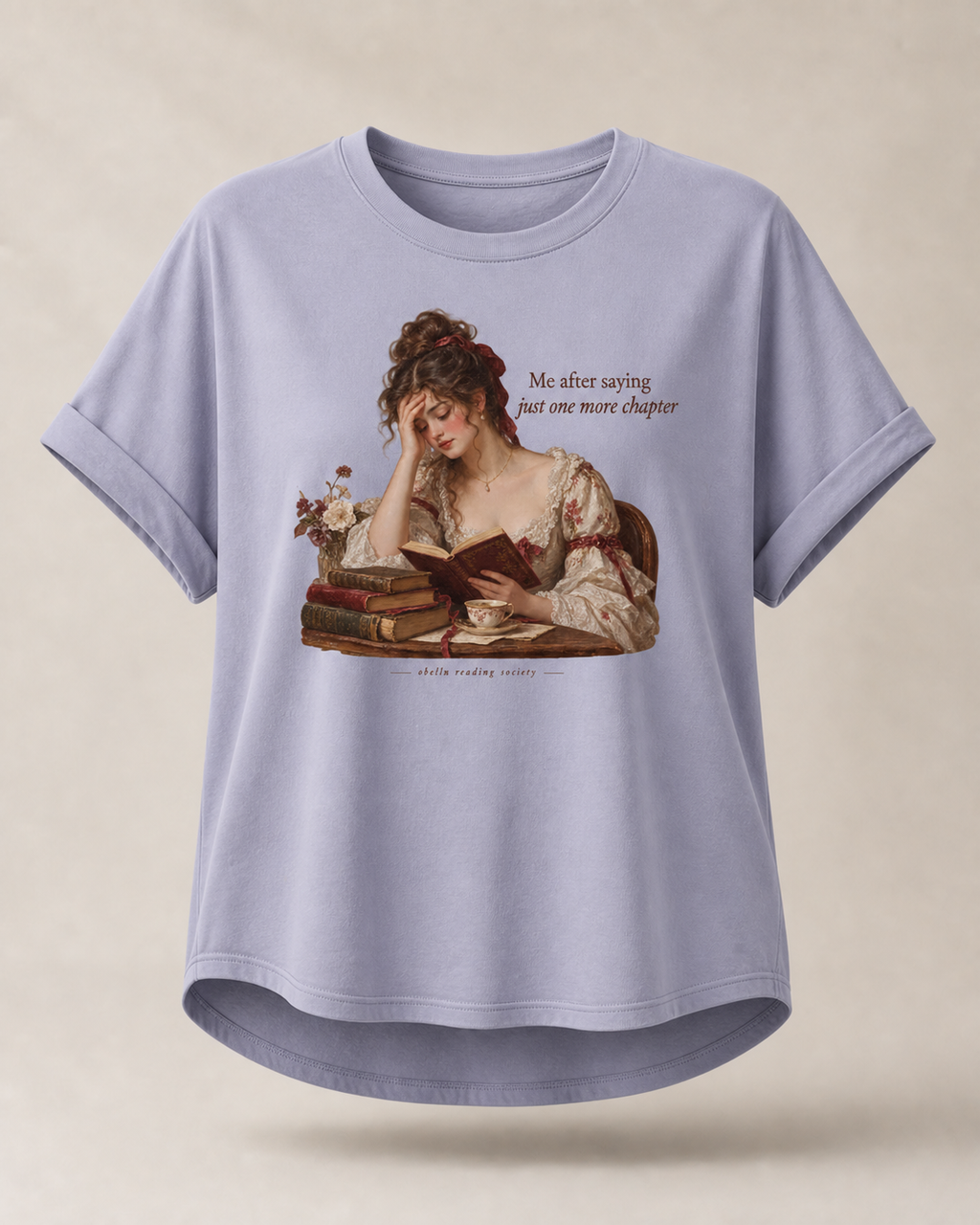 OBELLU Just One More Chapter Rolled Sleeve T-Shirt – Serene Blue 3D product view