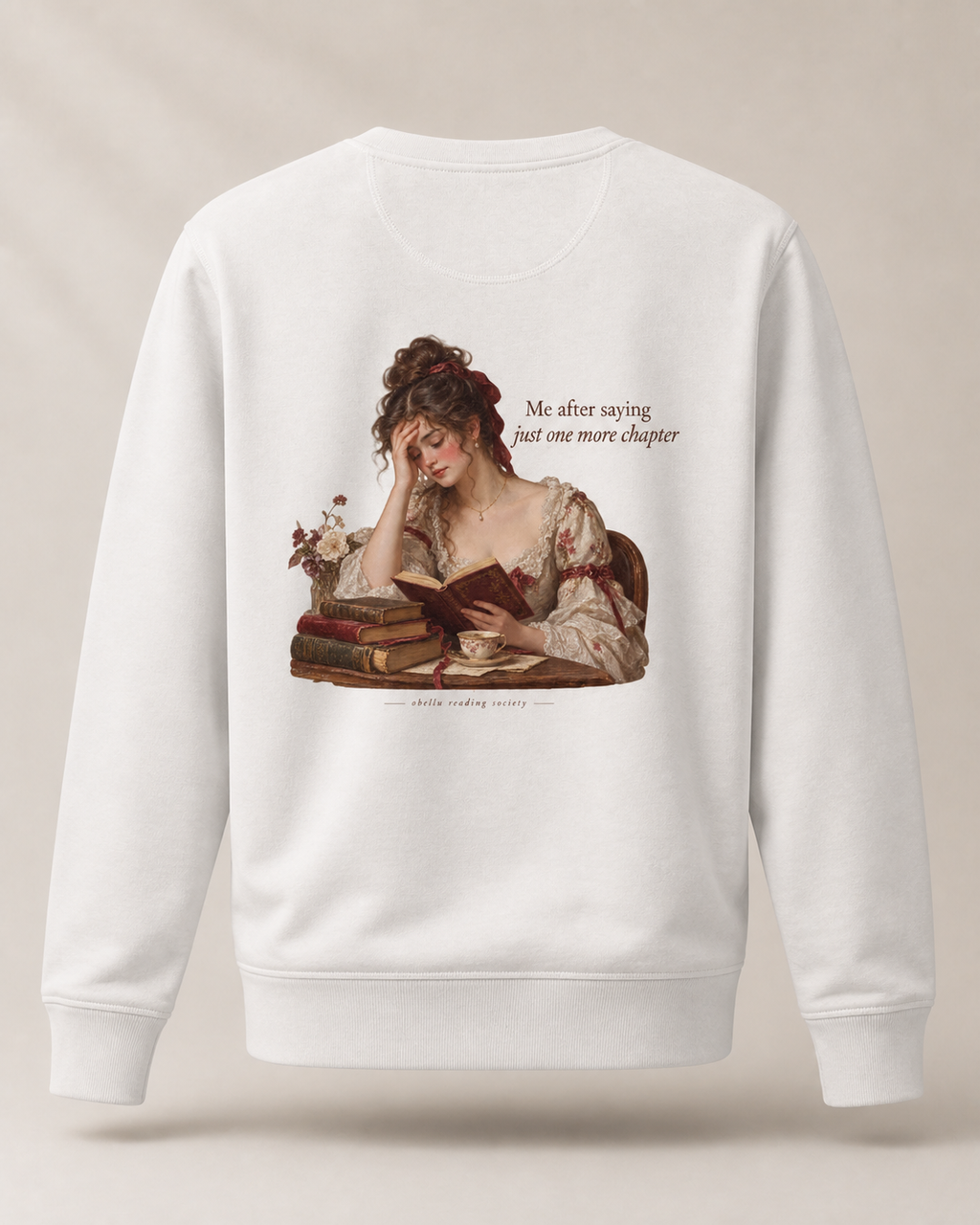 OBELLU Just One More Chapter Sweatshirt – Vintage White 3D back view