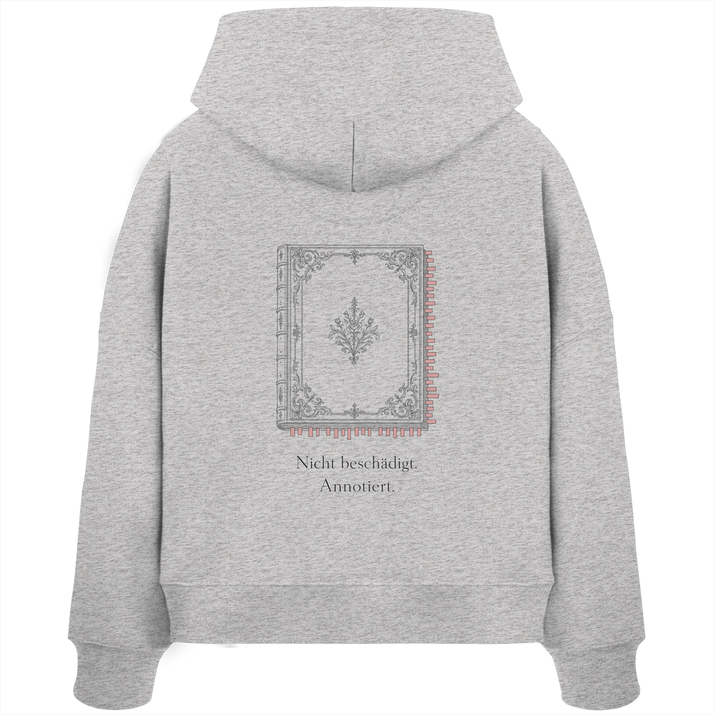 Nicht beschädigt. Annotiert. – Womens Organic Boxcut Hoodie (Backprint)