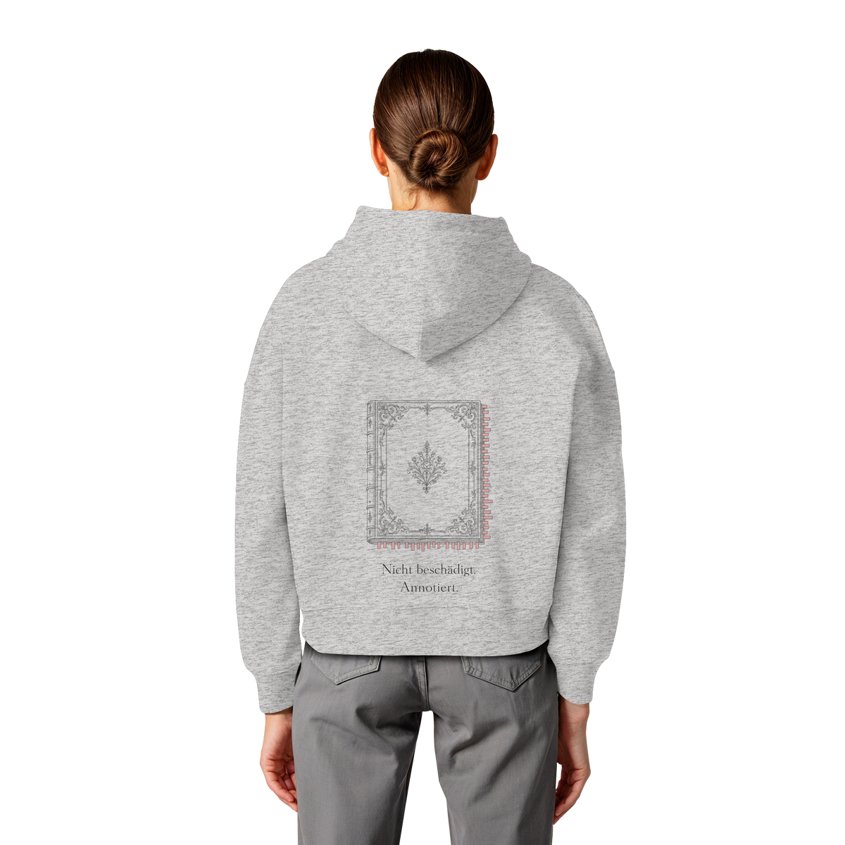Nicht beschädigt. Annotiert. – Womens Organic Boxcut Hoodie (Backprint)