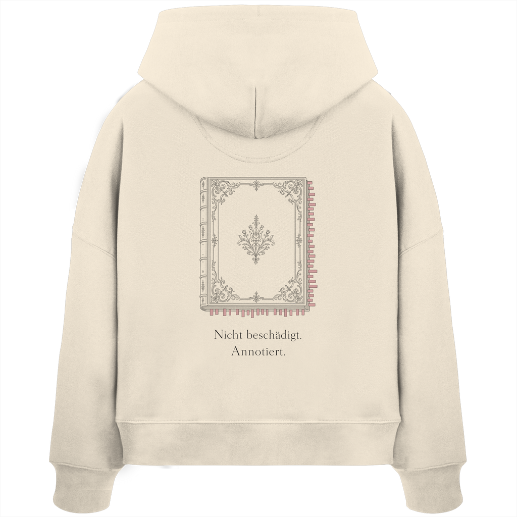 Nicht beschädigt. Annotiert. – Womens Organic Boxcut Hoodie (Backprint)