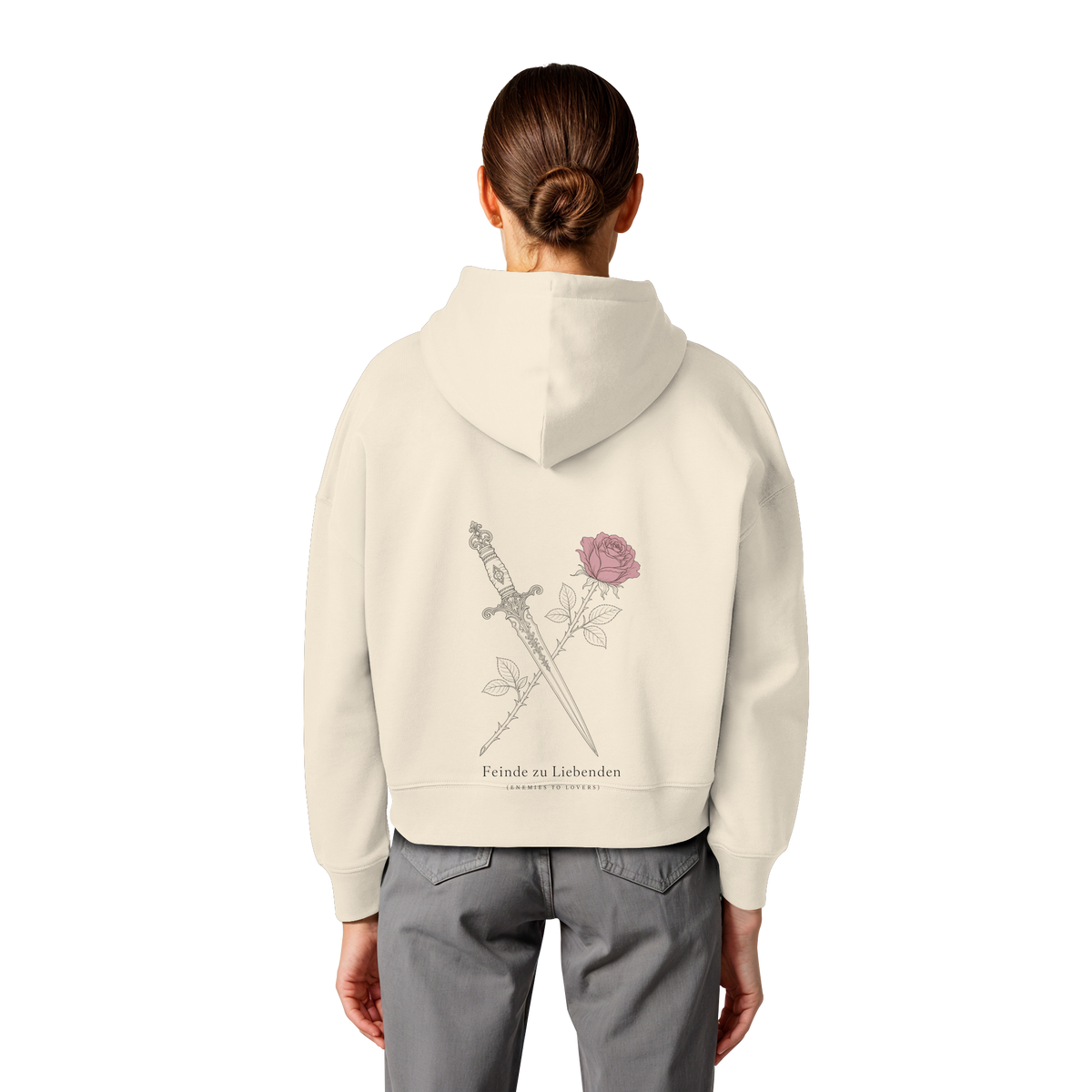 Feinde zu Liebenden – Womens Organic Boxcut Hoodie (Backprint)