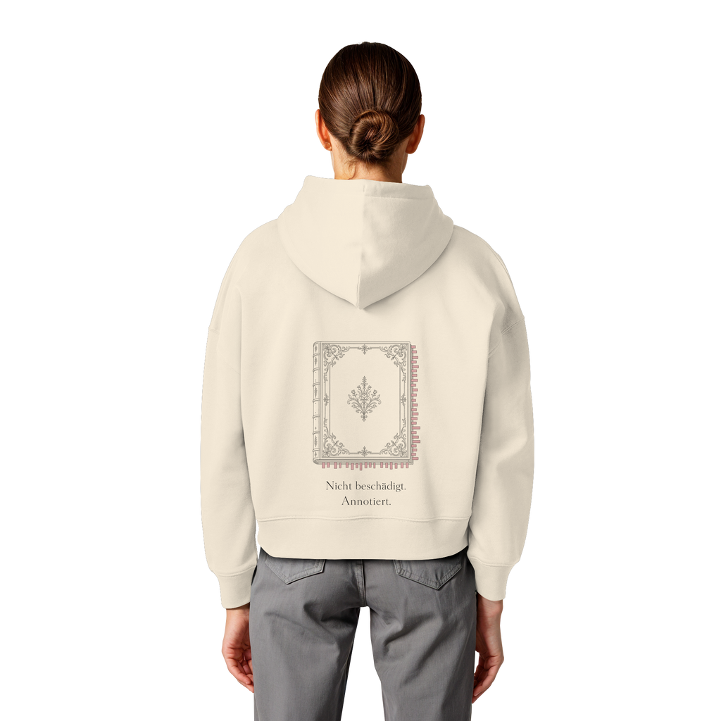 Nicht beschädigt. Annotiert. – Womens Organic Boxcut Hoodie (Backprint)