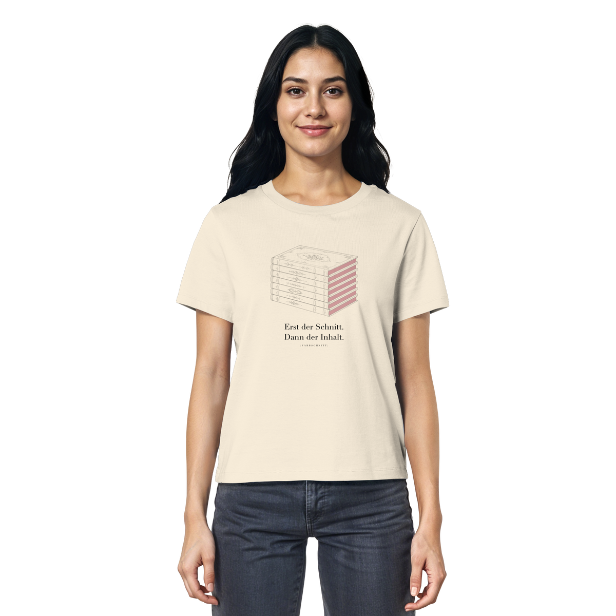 Farbschnitt Shirt in Natur Raw, Detailansicht