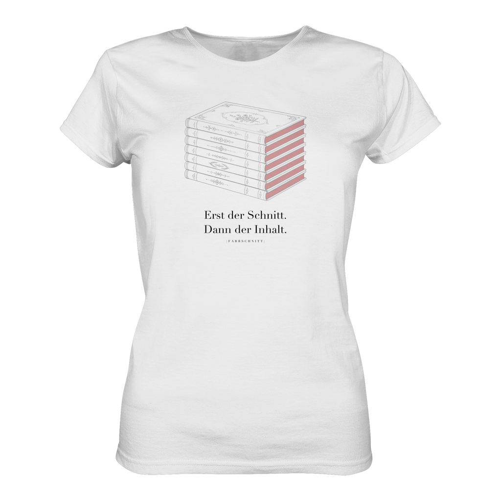 Farbschnitt Shirt in Weiß, Nahaufnahme des Drucks
