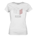 Farbschnitt Shirt in Weiß, Nahaufnahme des Drucks