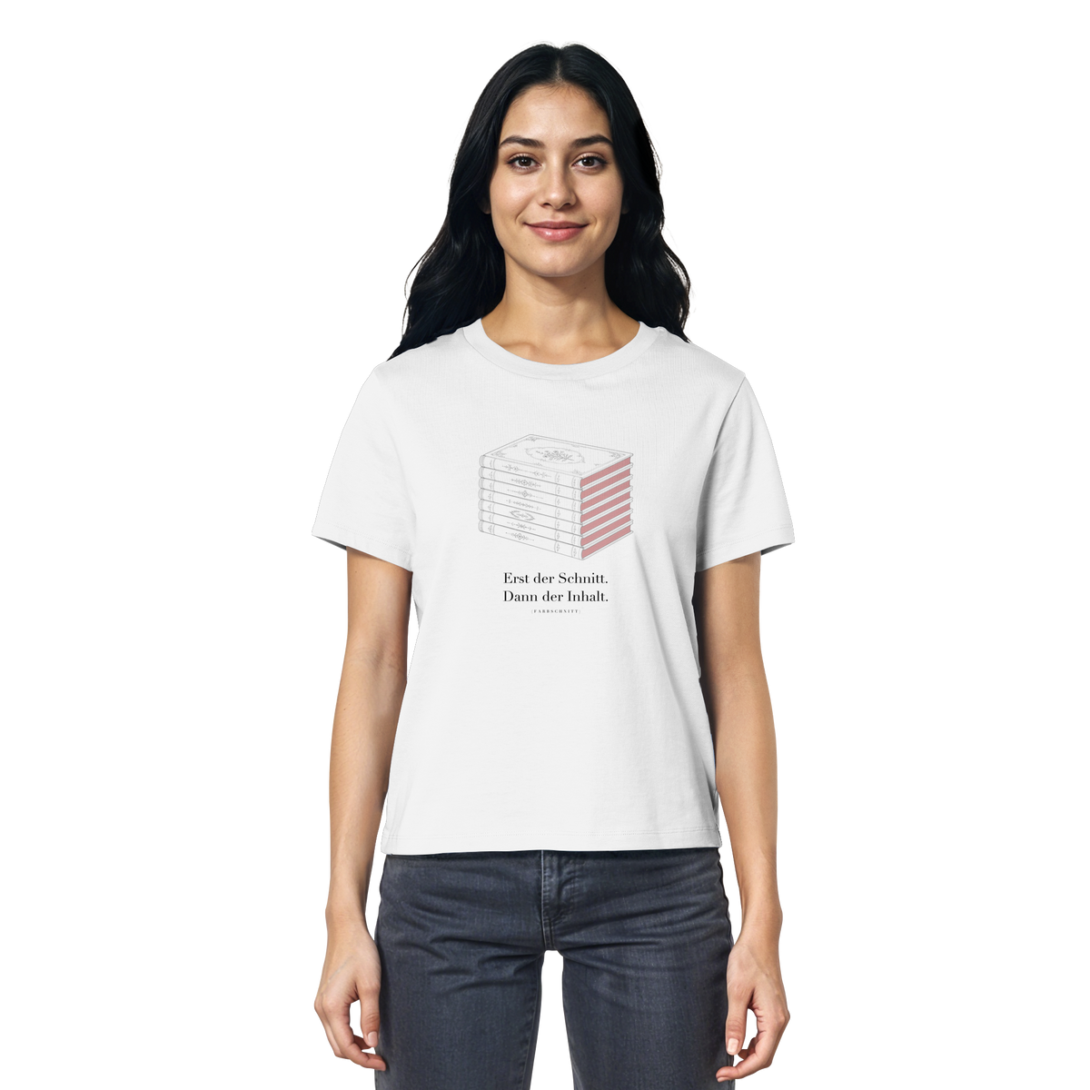 Farbschnitt Shirt in Weiß, Detailansicht