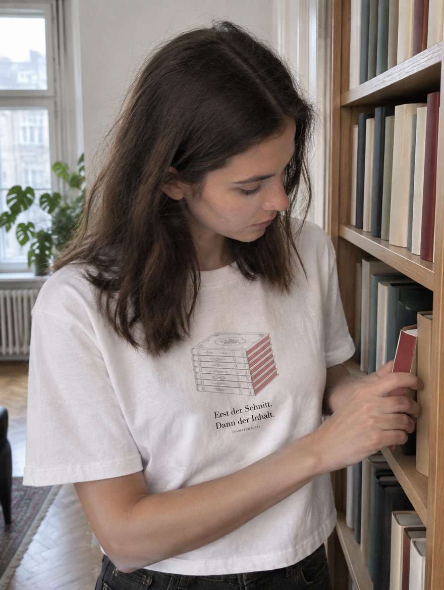 Nur noch ein Kapitel Shirt in Weiß, Frau im Sessel