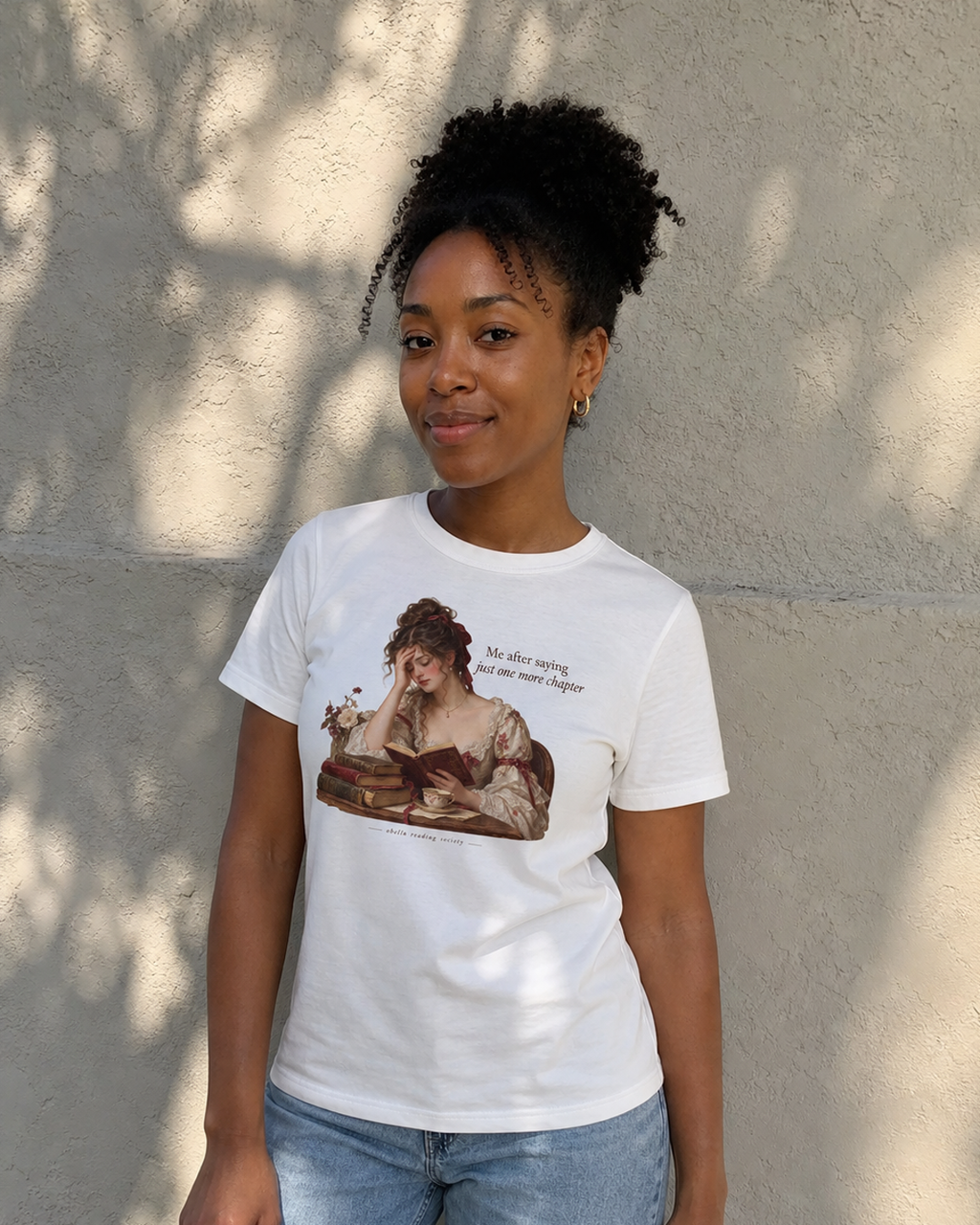 OBELLU Just One More Chapter Classic T-Shirt – White model lifestyle