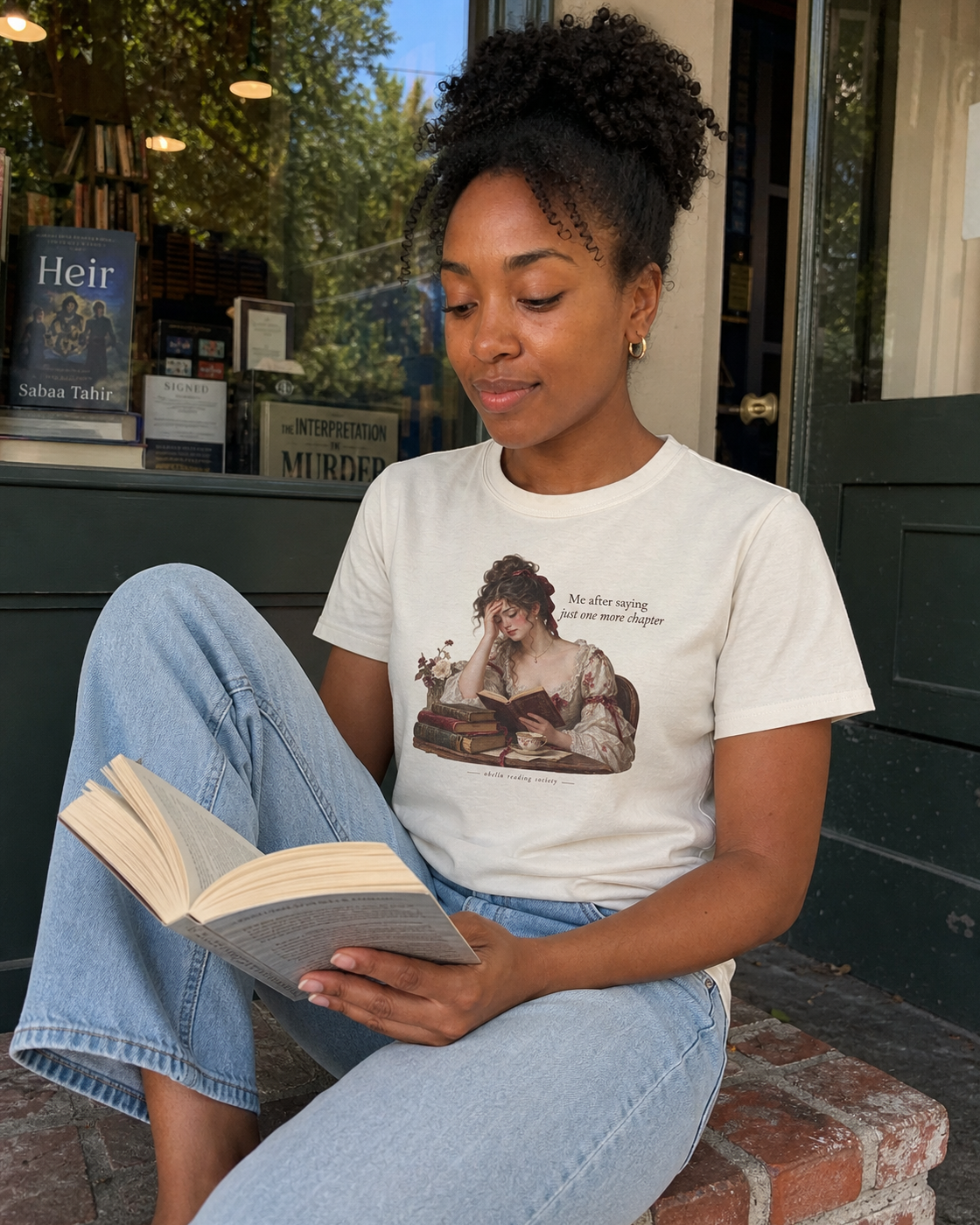 OBELLU Just One More Chapter Classic T-Shirt – Natural Raw model lifestyle