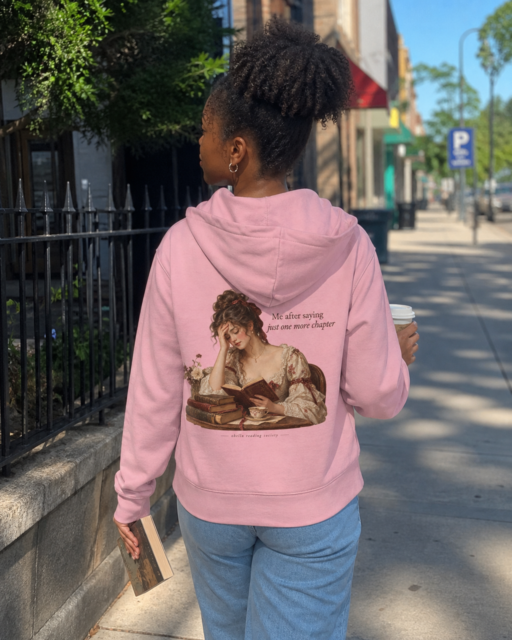 OBELLU Just One More Chapter Zipper – Cotton Pink model lifestyle back view