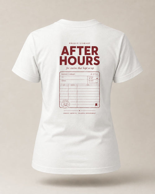 After Hours Library – Classic T-Shirt in White – 3D-Produktansicht