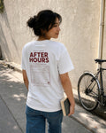 After Hours Library – Classic T-Shirt in White – authentisches iPhone-Lifestylebild