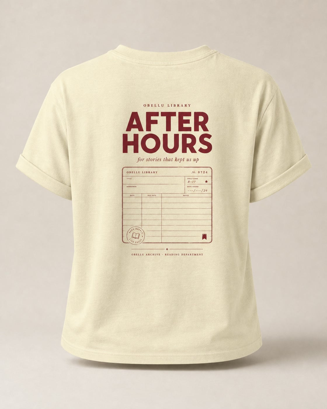 After Hours Library – Rolled Sleeve T-Shirt in Butter – 3D-Produktansicht