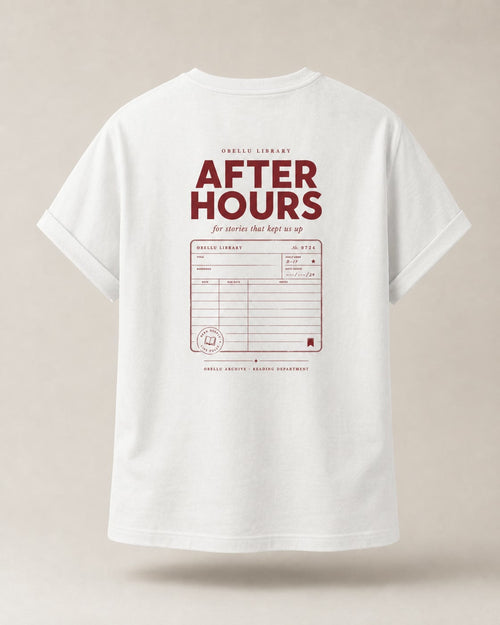 After Hours Library – Rolled Sleeve T-Shirt in White – 3D-Produktansicht