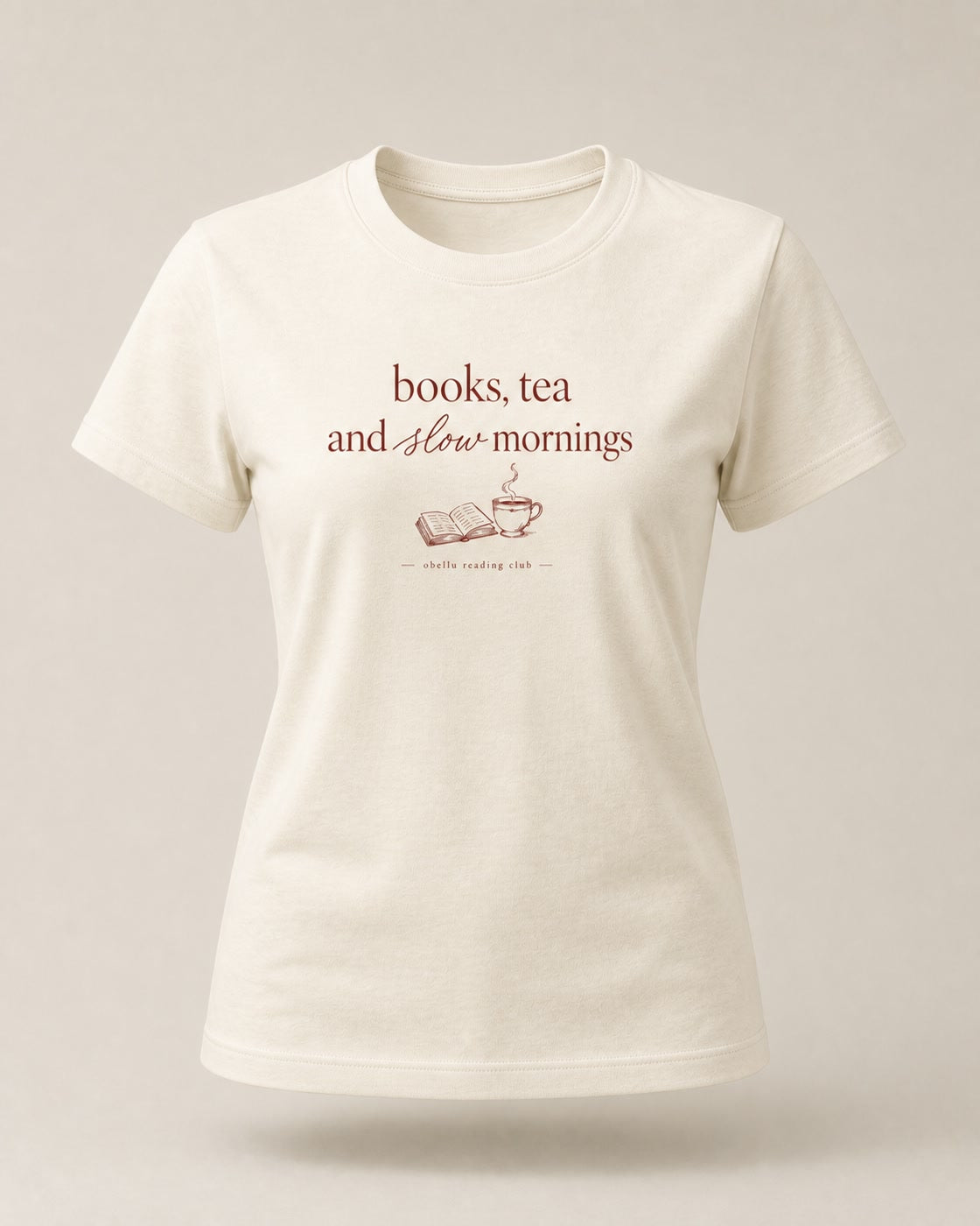 Books, Tea & Slow Mornings – Classic T-Shirt in Natural Raw – 3D-Produktansicht