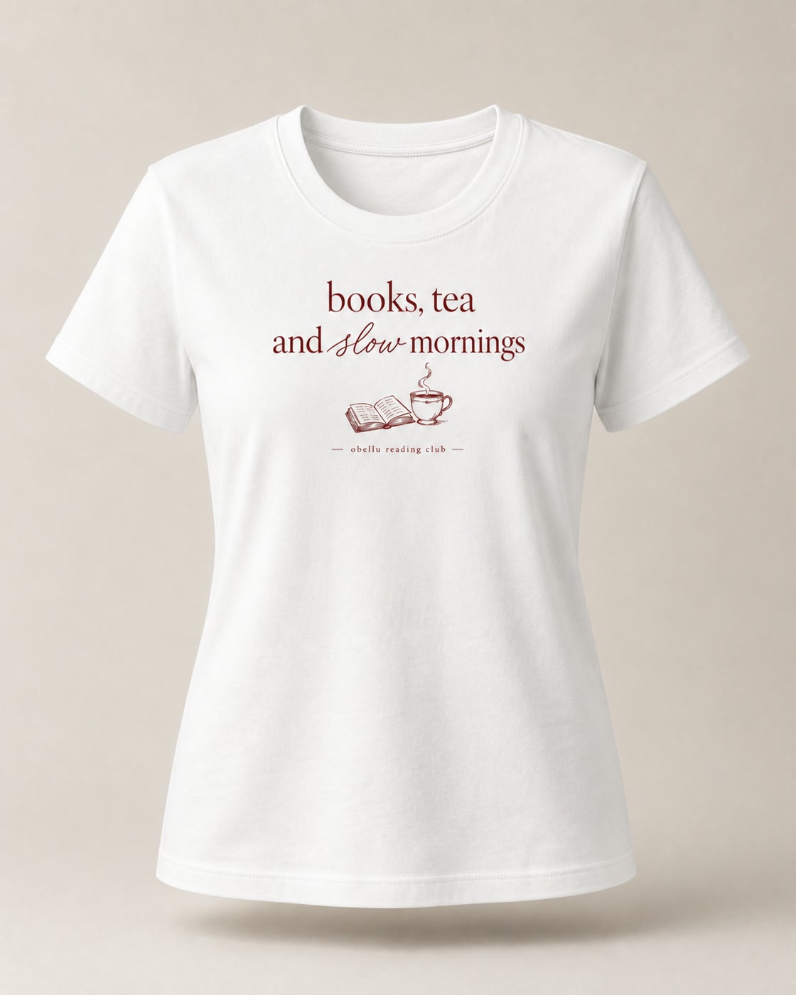 Books, Tea & Slow Mornings – Classic T-Shirt in White – 3D-Produktansicht