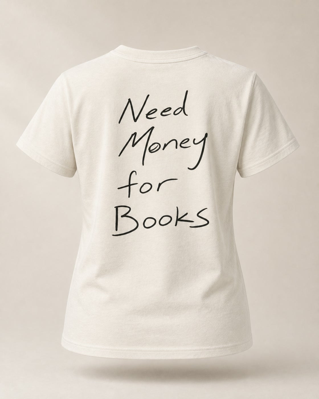 Need Money for Books – Classic T-Shirt in Natural Raw – 3D-Produktansicht