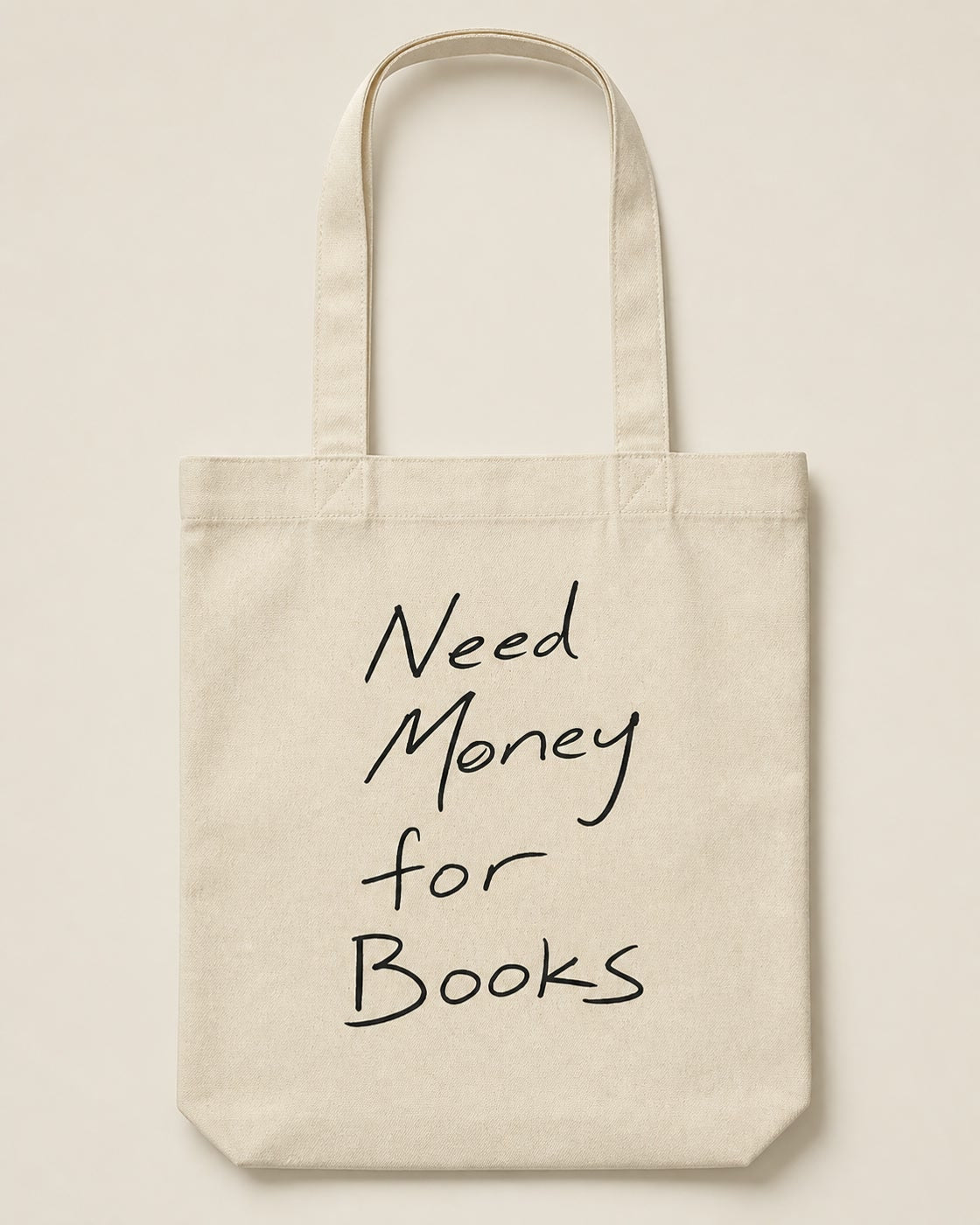 Need Money for Books – Tote Bag in Natural – 3D-Produktansicht