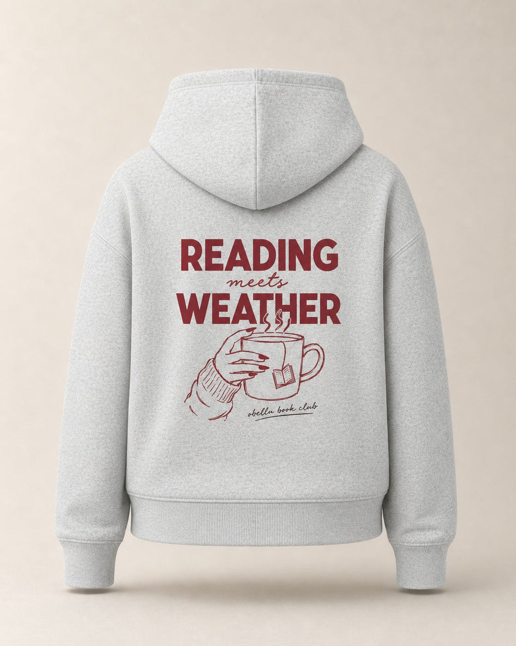 Reading Meets Weather – Boxcut Hoodie in Cool Heather Grey – 3D-Produktansicht