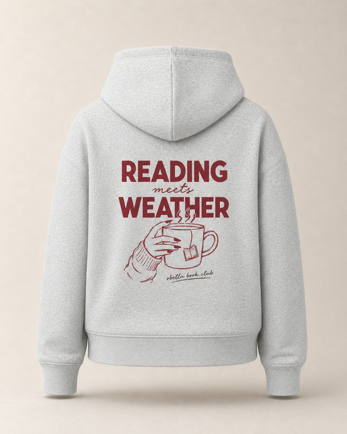 Reading Meets Weather – Boxcut Hoodie in Cool Heather Grey – 3D-Produktansicht
