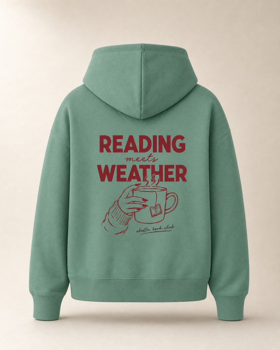 Reading Meets Weather – Boxcut Hoodie in Green Bay – 3D-Produktansicht