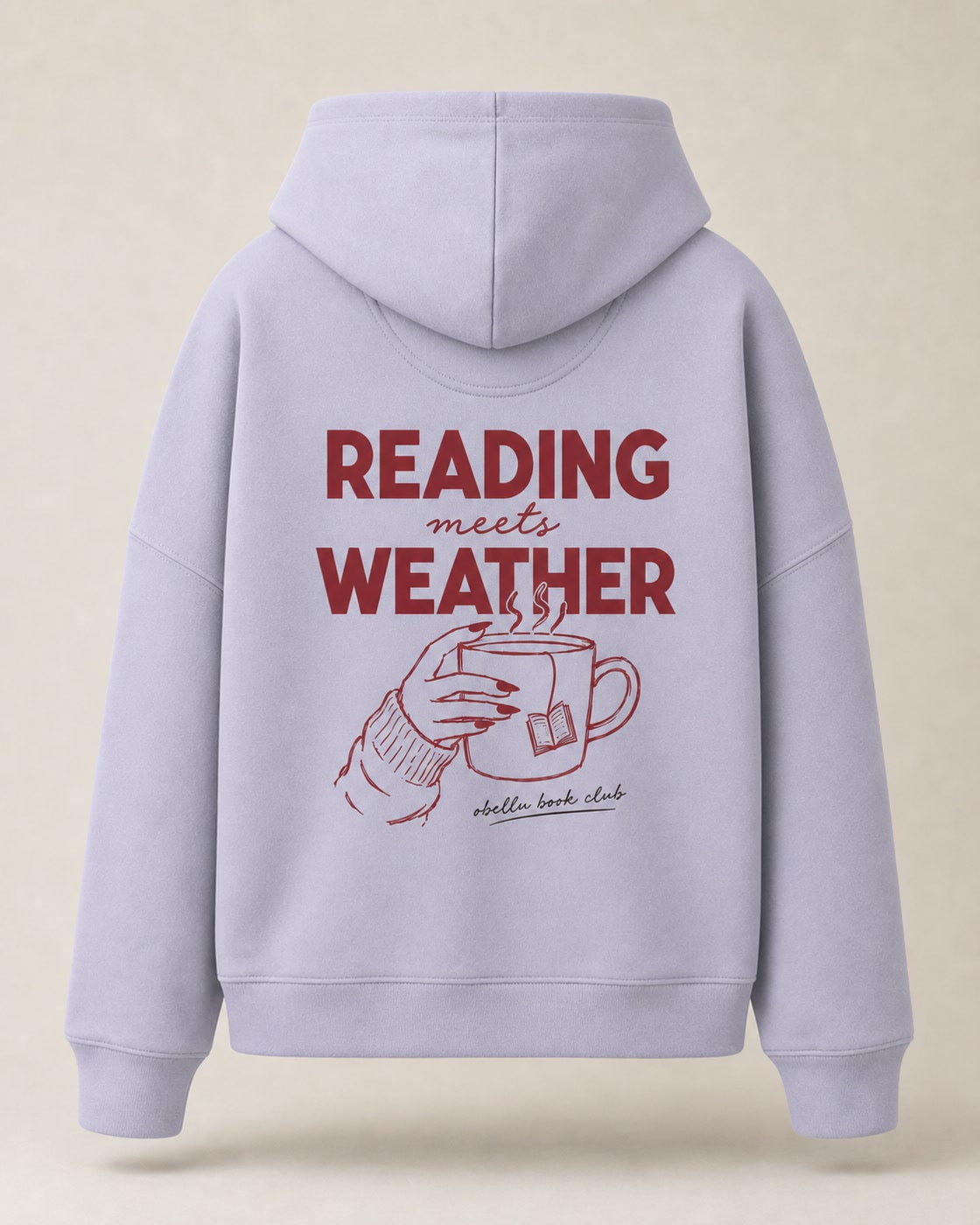 Reading Meets Weather – Boxcut Hoodie in Lavender – 3D-Produktansicht