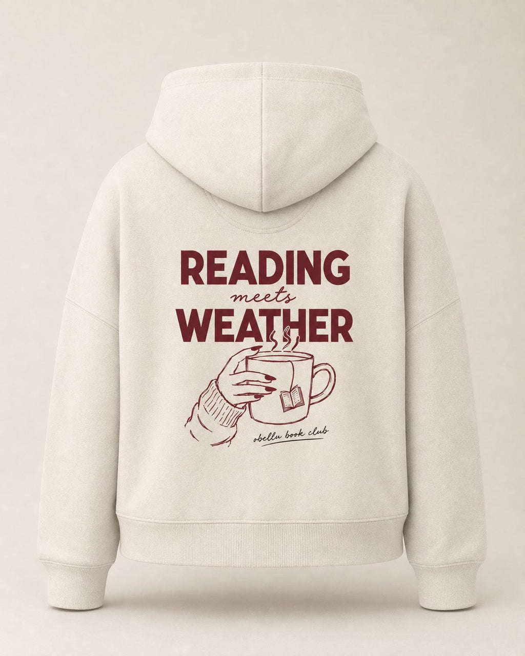 Reading Meets Weather – Boxcut Hoodie in Natural Raw – 3D-Produktansicht