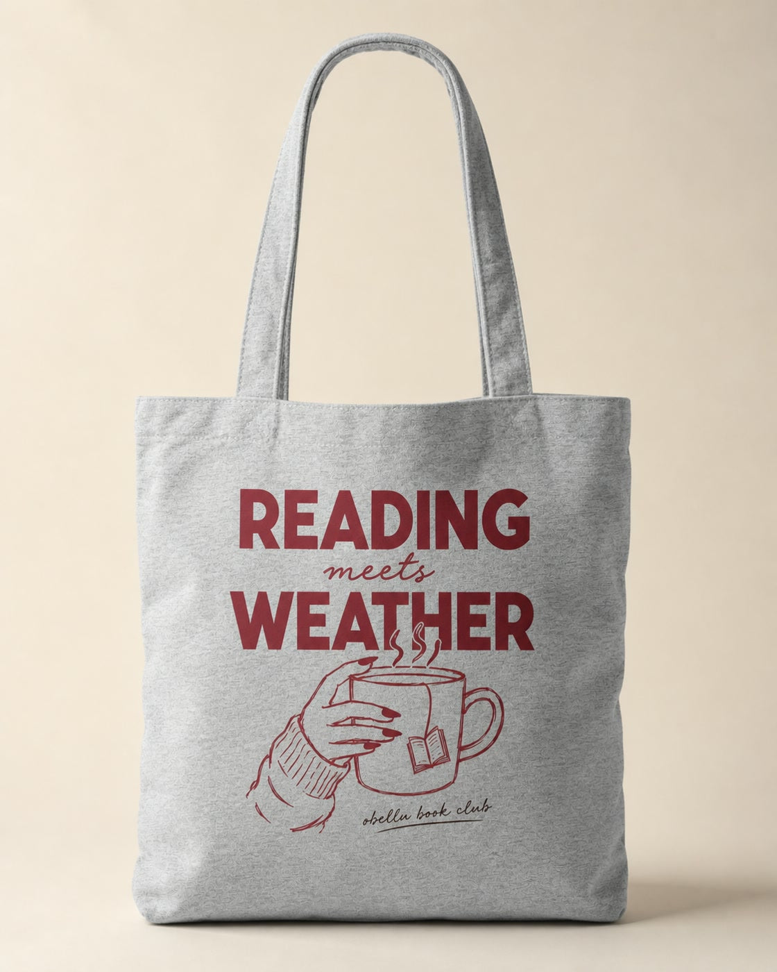 Reading Meets Weather – Tote Bag in Heather Grey – 3D-Produktansicht