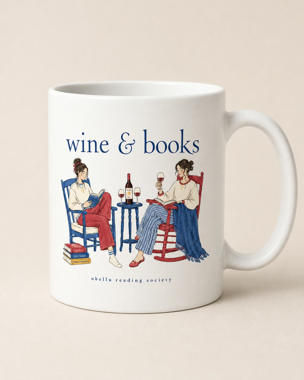 Wine & Books – Tasse in White matt – 3D-Produktansicht