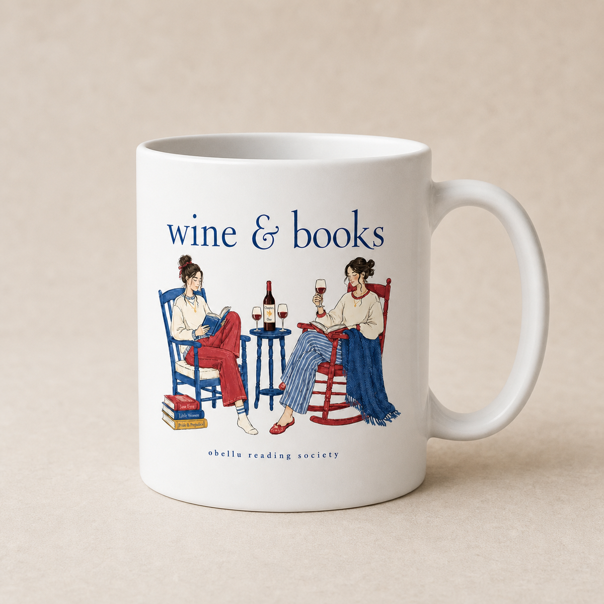 Wine & Books Tasse in White matt – natürlicher Laydown