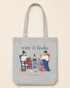 Wine & Books – Tote Bag in Heather Grey – 3D-Produktansicht