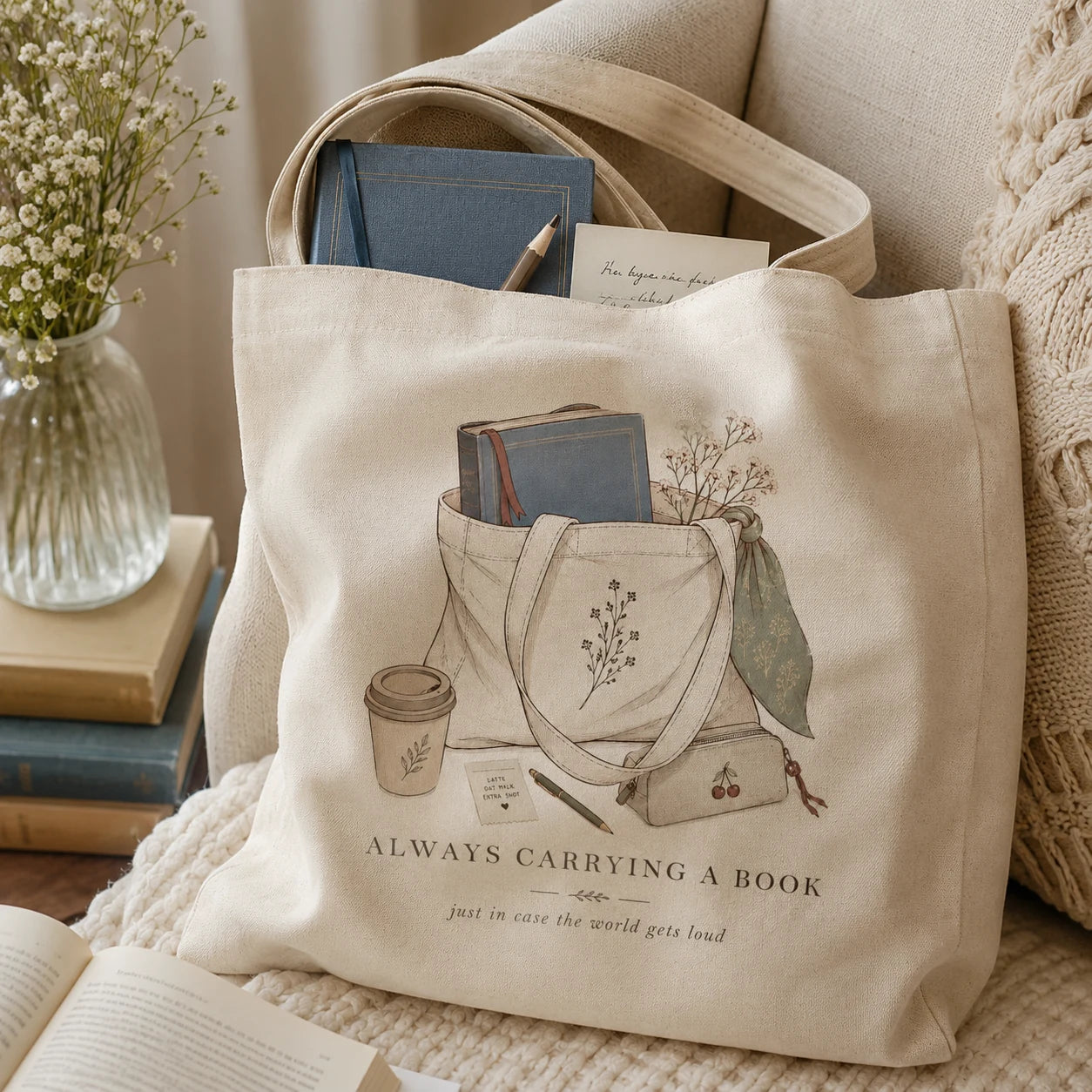 Always Carrying a Book - Organic Tote-Bag